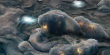 relámpagos superficiales en Júpiter