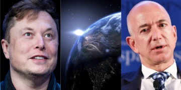 multimillonarios Elon Musk y Jeff Bezos y la disputa por el espacio
